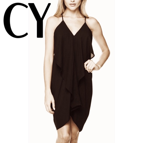 CY Dresses & Skirts - CY SEXY Little Black Ruffle TUNIC DRESS Size Small
